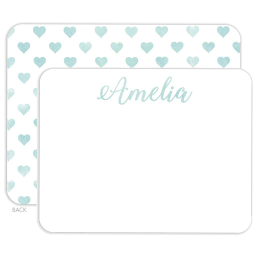 Sea Watercolor Heart Flat Note Cards
